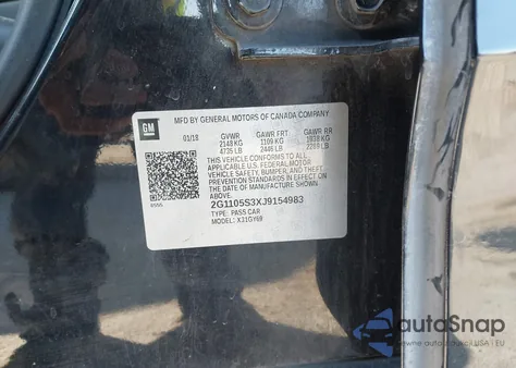 2018 Chevrolet Impala 1Lt z USA, uszkodzony, nr VIN 2G1105S3XJ9154983